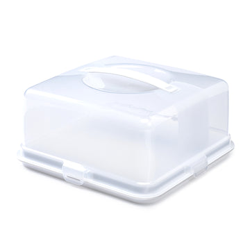 30cm White Square Plastic Clip-On Lid Cake Container