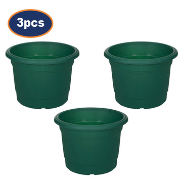 3pcs 30cm Basic Round Green Plastic Planter