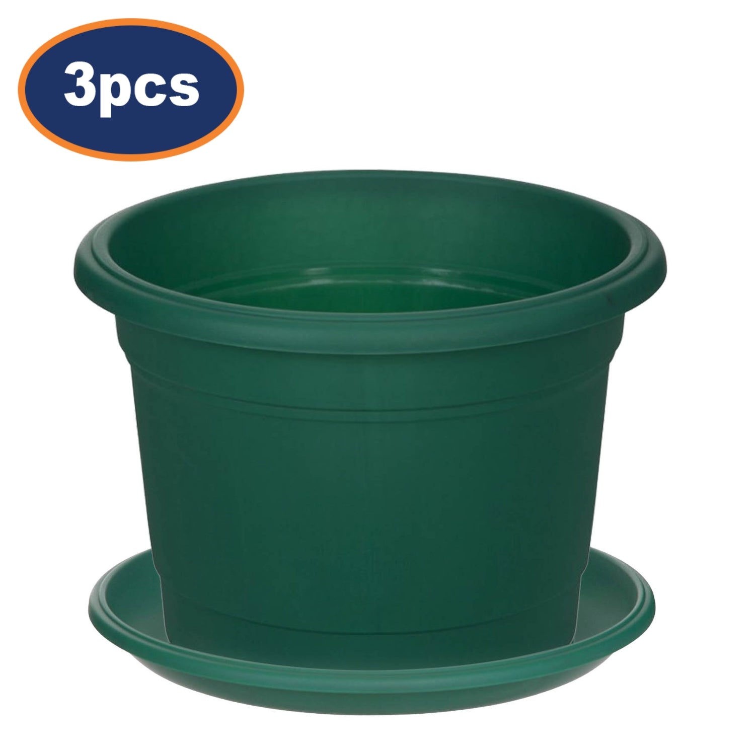 3Pcs 30cm Round Green Planter & Drip
