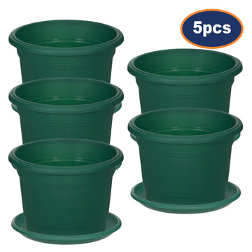 5Pcs 30cm Round Green Planter & Drip