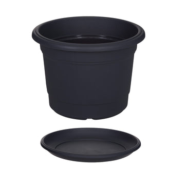 35cm Gunmetal Grey Planter Saucer Set
