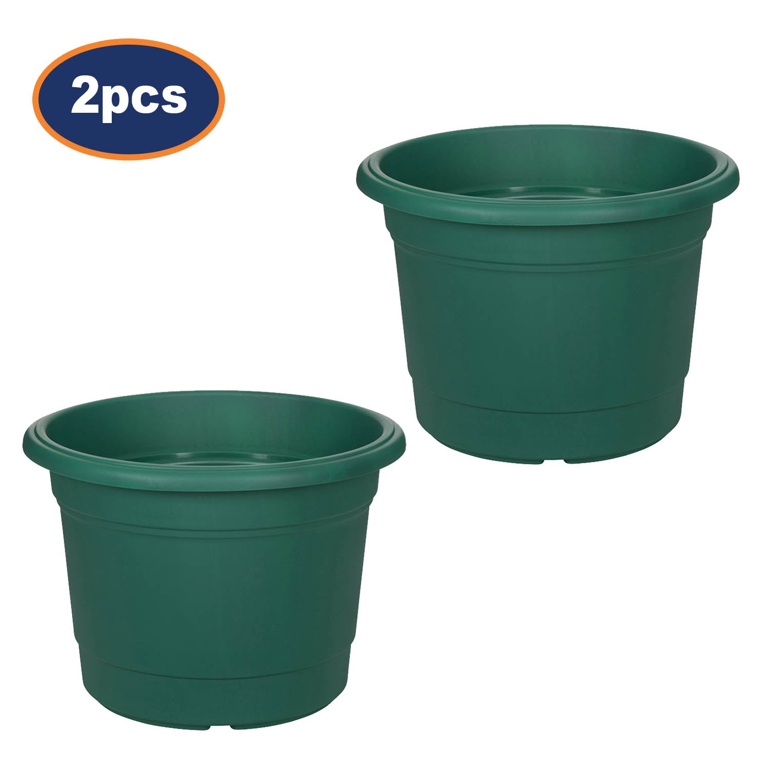 2Pcs 40cm Green Round Milano Plastic Planter