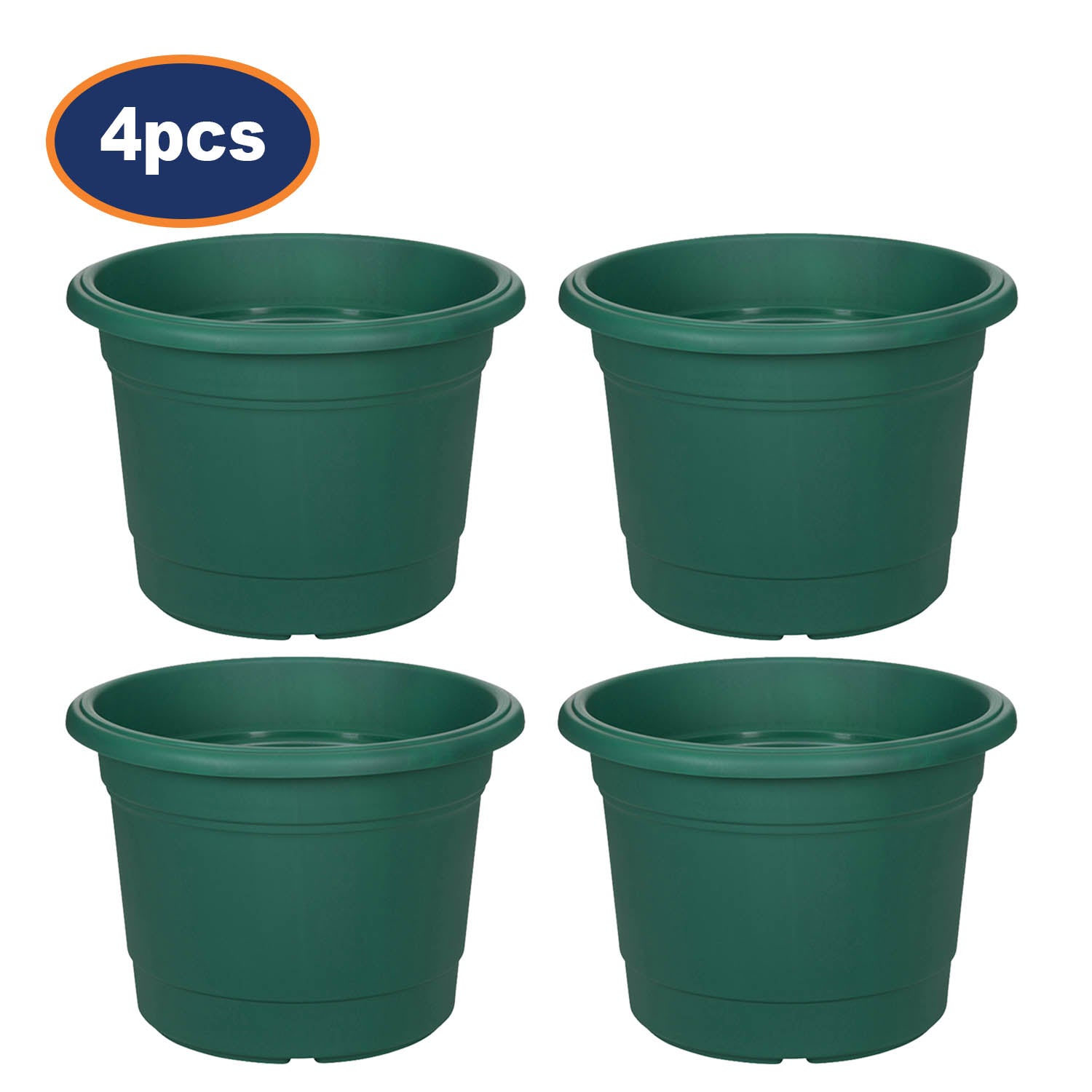 4Pcs 40cm Green Round Milano Plastic Planter