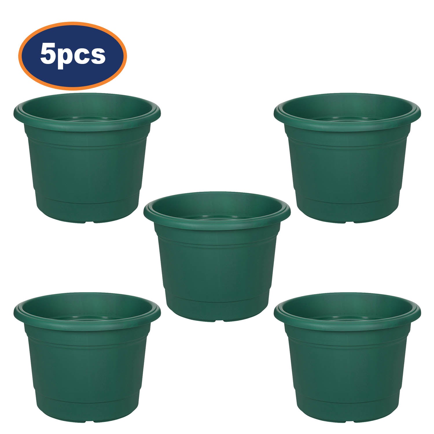 5Pcs 40cm Green Round Milano Plastic Planter