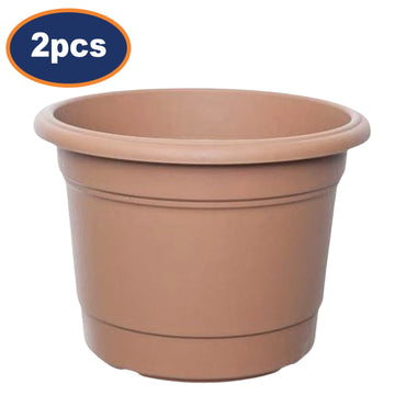 2Pcs 40cm Brown Round Milano Plastic Planter