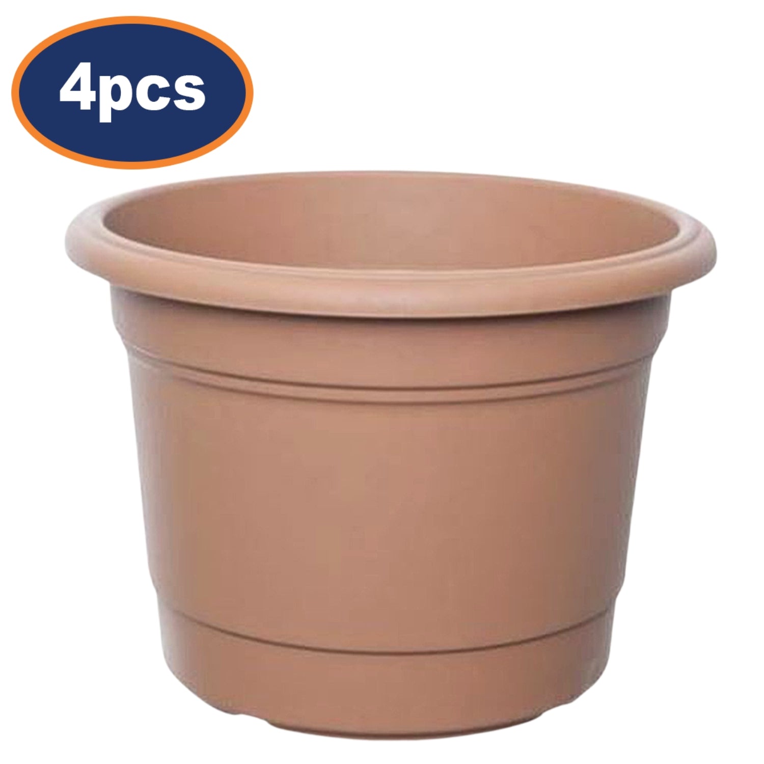 4Pcs 40cm Brown Round Milano Plastic Planter