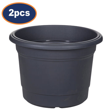 2Pcs 40cm Black Round Milano Plastic Planter