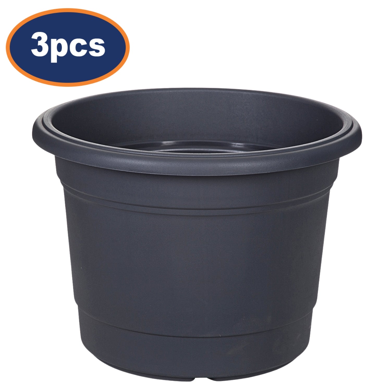 3Pcs 40cm Black Round Milano Plastic Planter