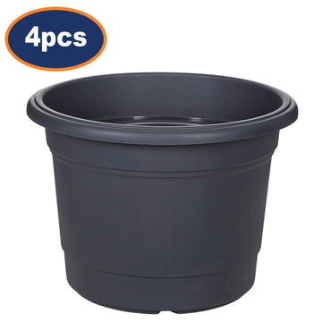 4Pcs 40cm Black Round Milano Plastic Planter