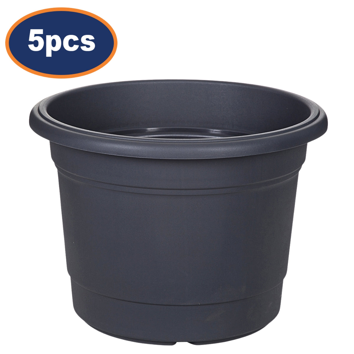 5Pcs 40cm Black Round Milano Plastic Planter