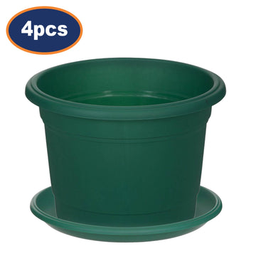 4Pcs 30cm Round Green Planter & Drip