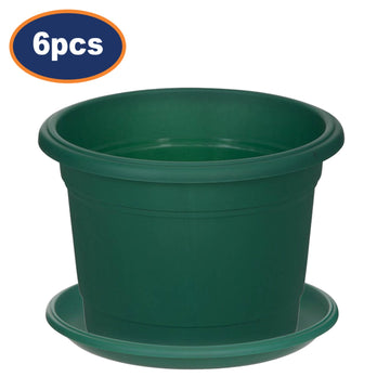 6Pcs 30cm Round Green Planter & Drip