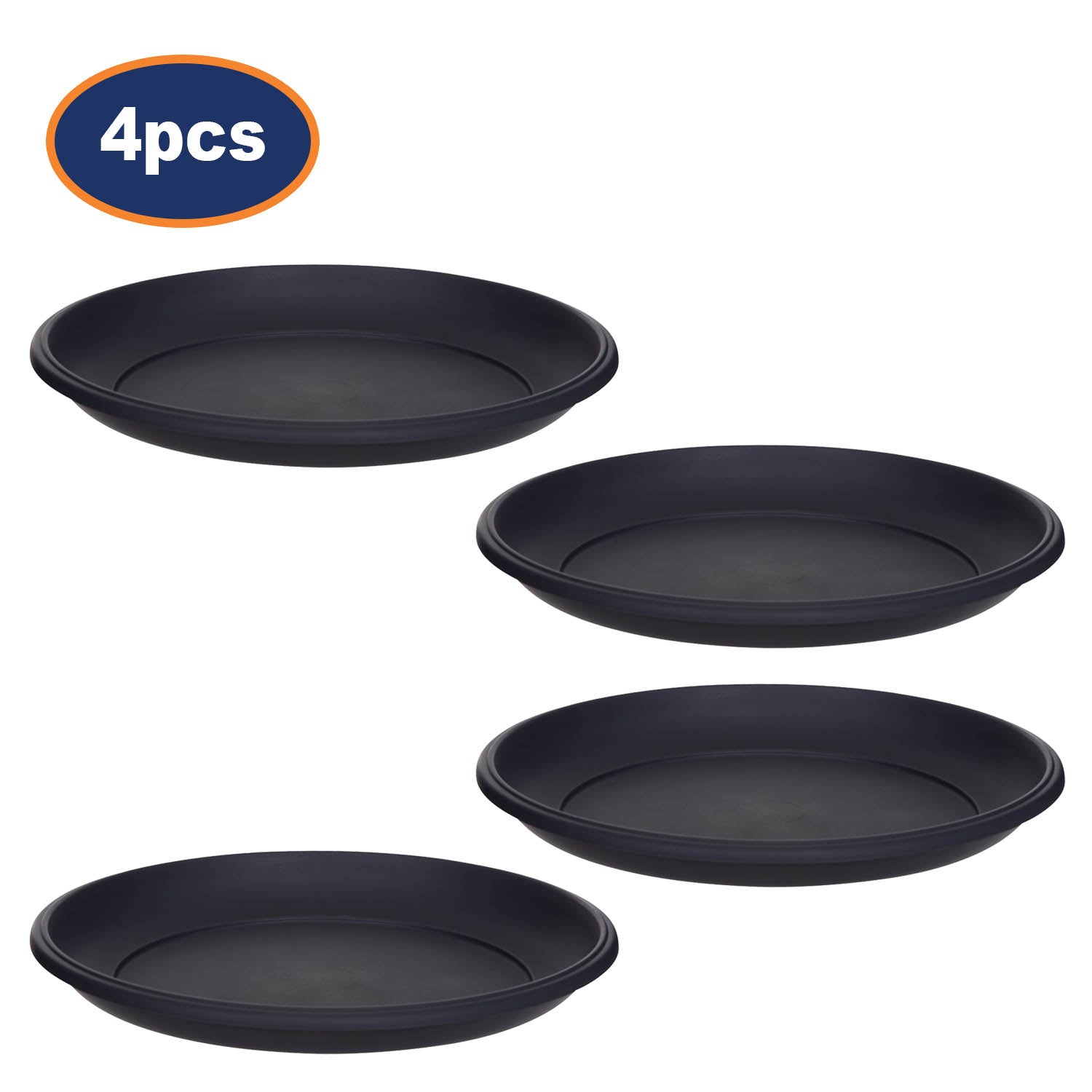 4Pcs 30cm Round Gunmetal Milano Planter Saucer