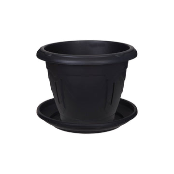 43cm Black Venetian 21L Planter & 43cm Round Saucer Set