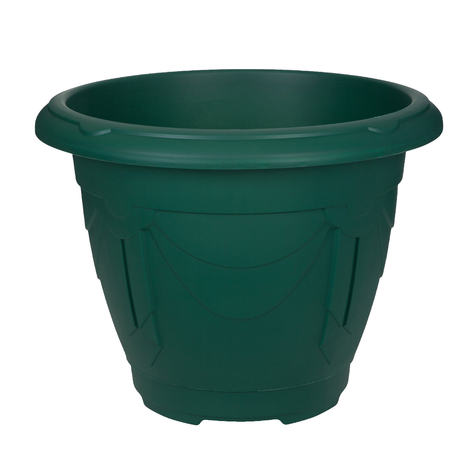 33cm Venetian Planter Round Plastic Forest Green Flower Pot