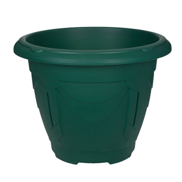33cm Venetian Planter Round Plastic Forest Green Flower Pot