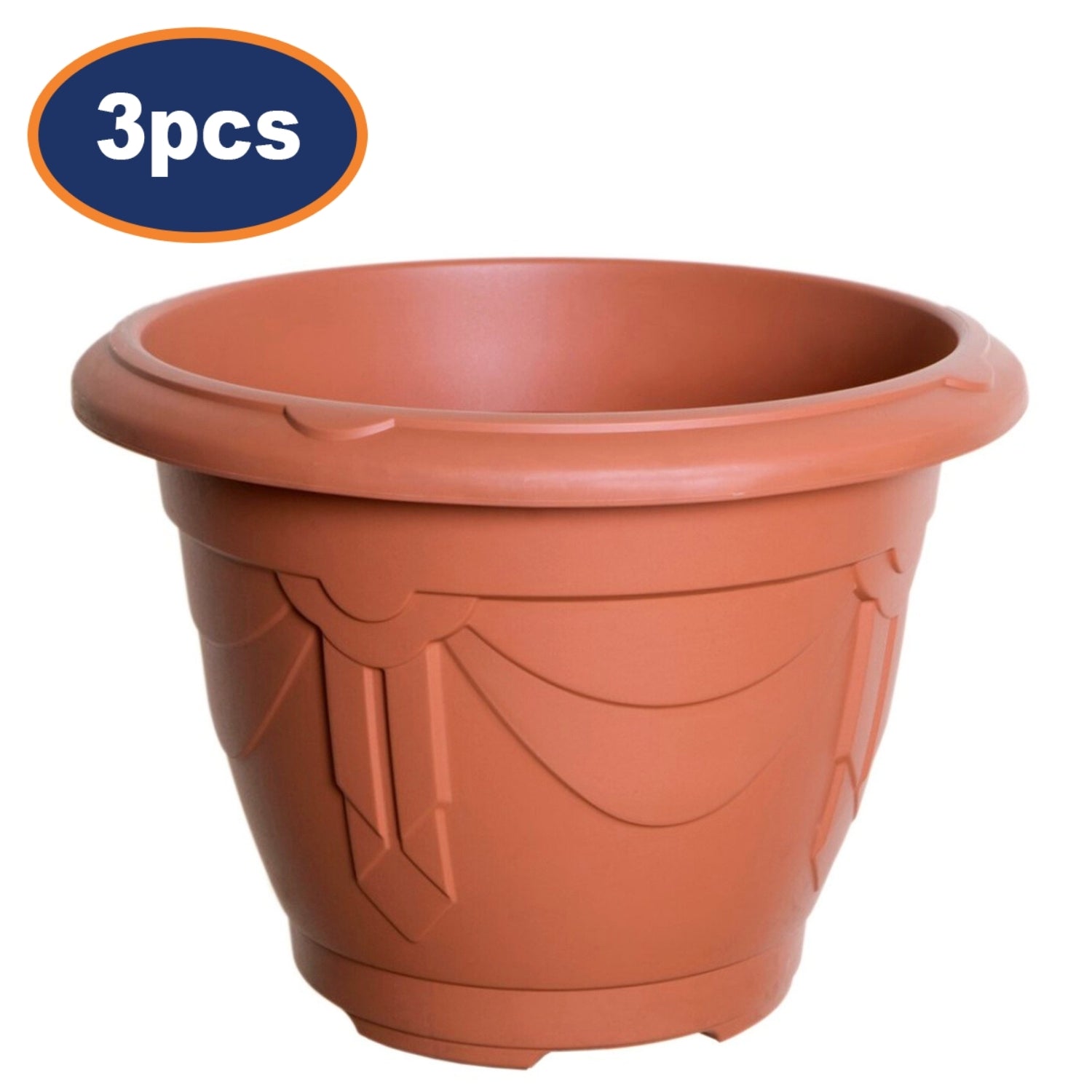 3Pcs 33cm Plastic Planter Round Venetian Flower Pot