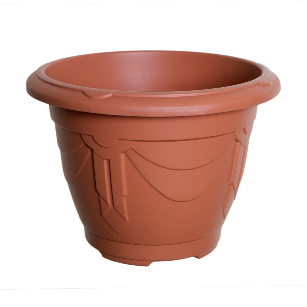 33cm Plastic Planter Round Venetian Brown Garden Basket