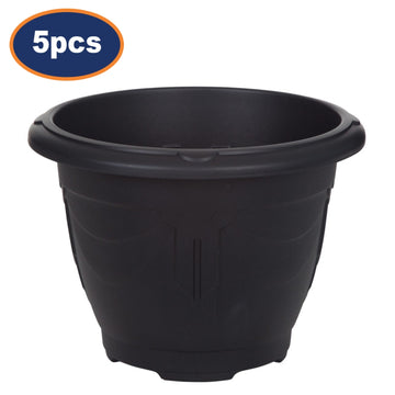 5Pcs 33cm Plastic Planter Round Venetian Black