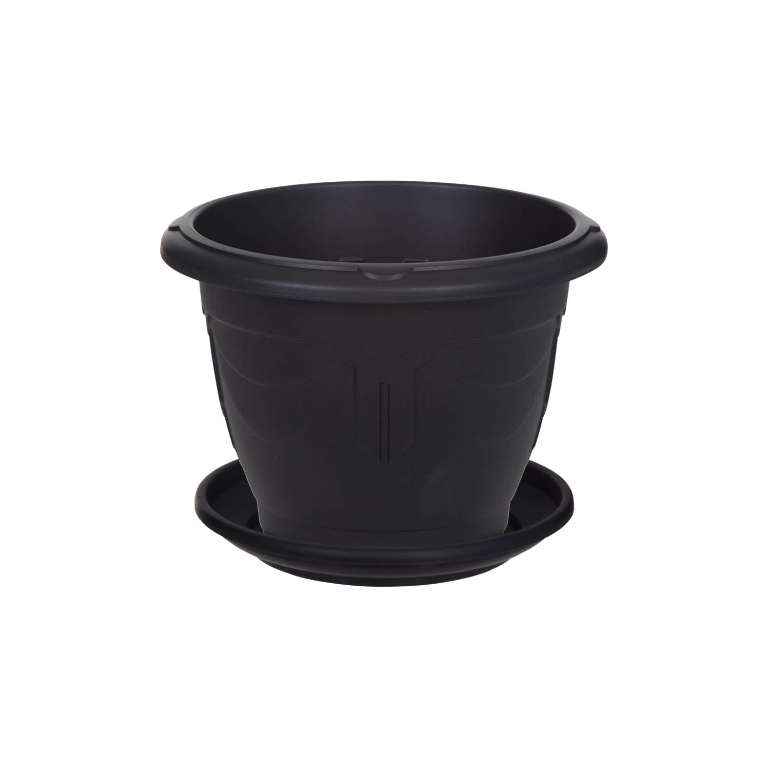 33cm 10L Black Venetian Planter & 27cm Saucer Set