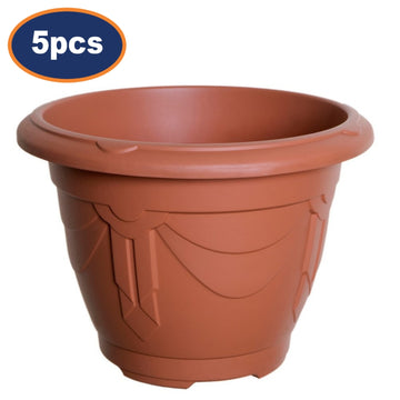 Set of 5 Round Venetian 24 cm Planter Terracotta Saucers