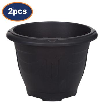 2Pcs 24cm Black Round Venetian Planter