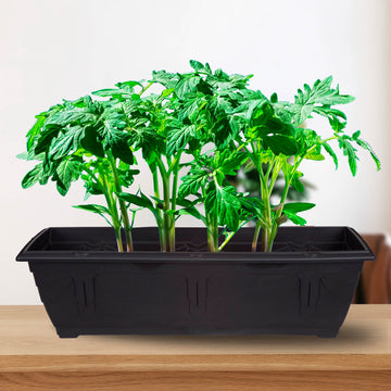 4Pcs 60cm Window Box Planter Plastic Black Garden Trough