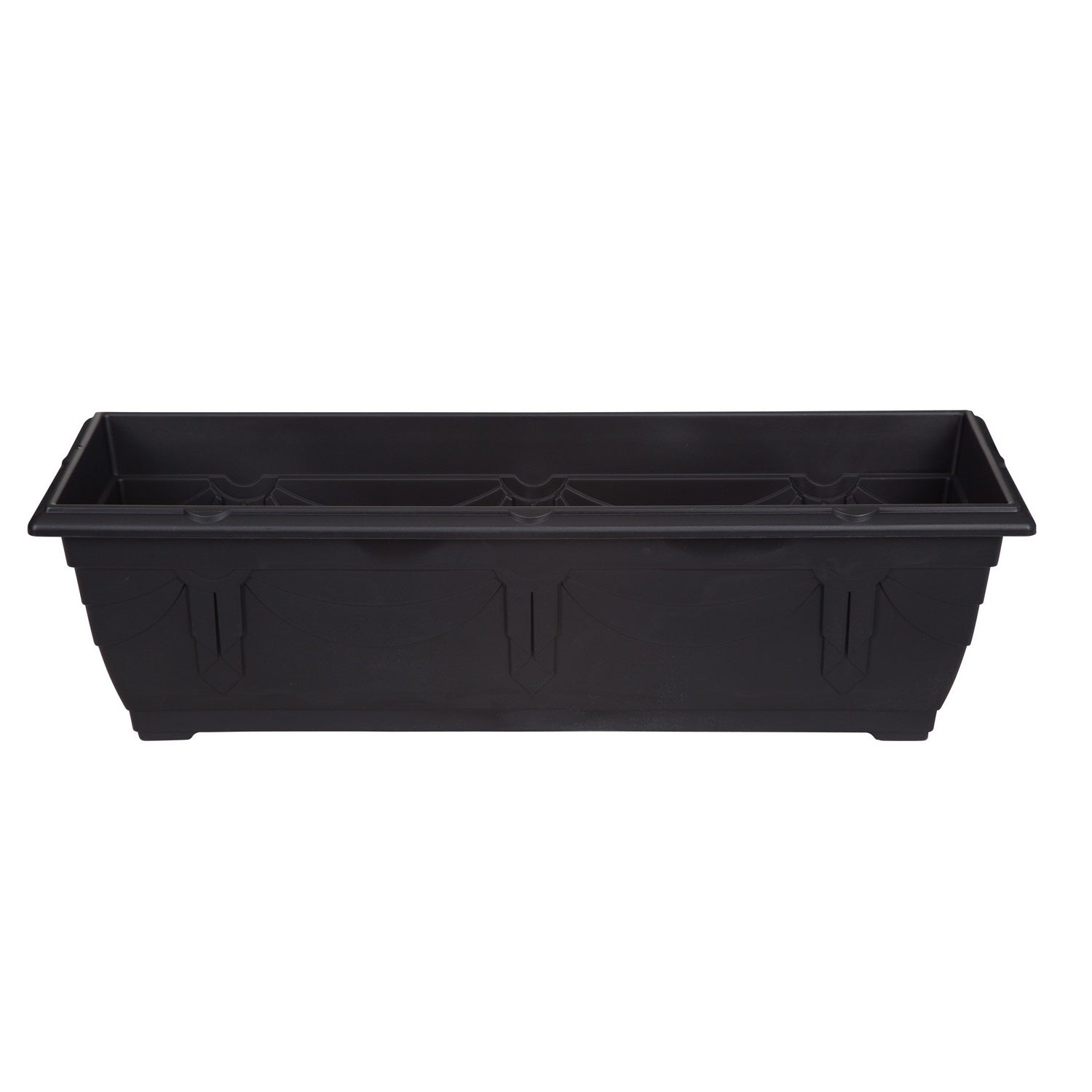 60cm Window Box Planter Plastic Black Garden Trough