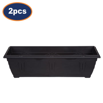 2Pcs 60cm Window Box Planter Plastic Black Garden Trough