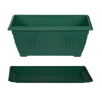 40cm Green Venetian 8L Window Box and 37cm Tray Set
