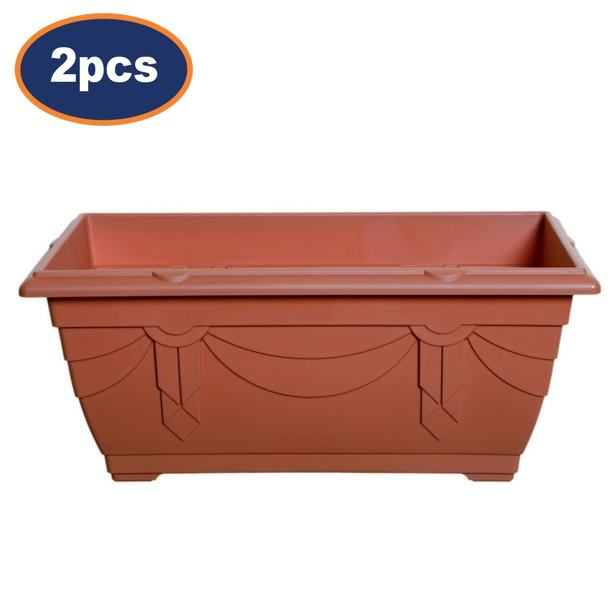 2Pc 40cm Window Box Planter Plastic Brown Garden Trough