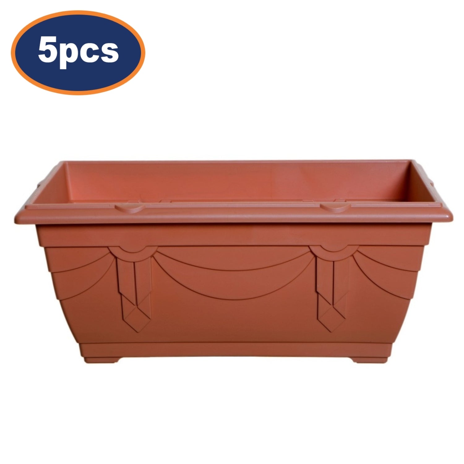 5Pc 40cm Window Box Planter Plastic Brown Garden Trough