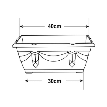 40cm Window Green Box Planter Plastic