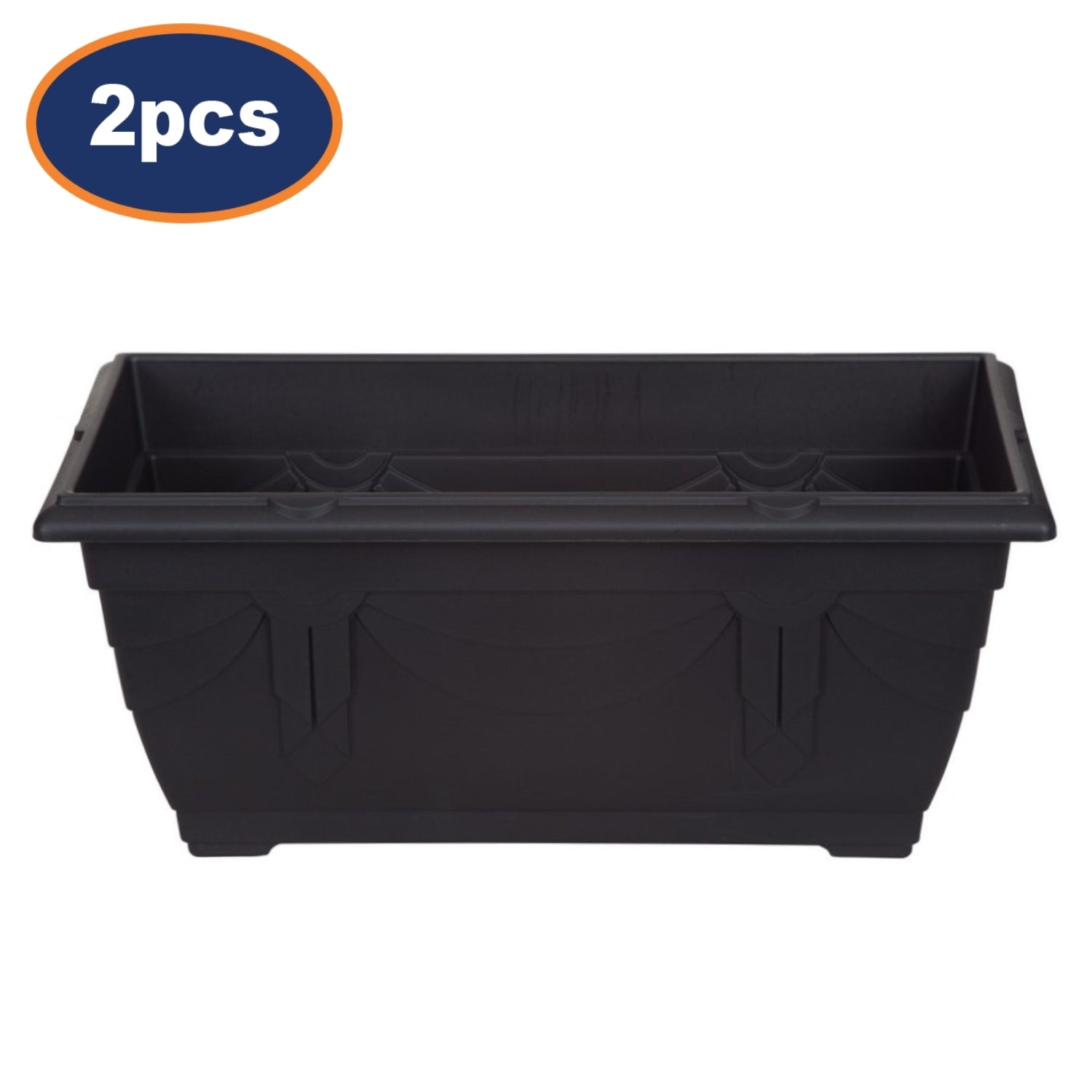 2Pcs 40cm Window Box Planter Plastic Black Garden Trough