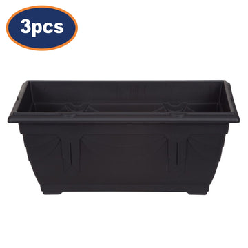 3Pcs 40cm Window Box Planter Plastic Black Garden Trough