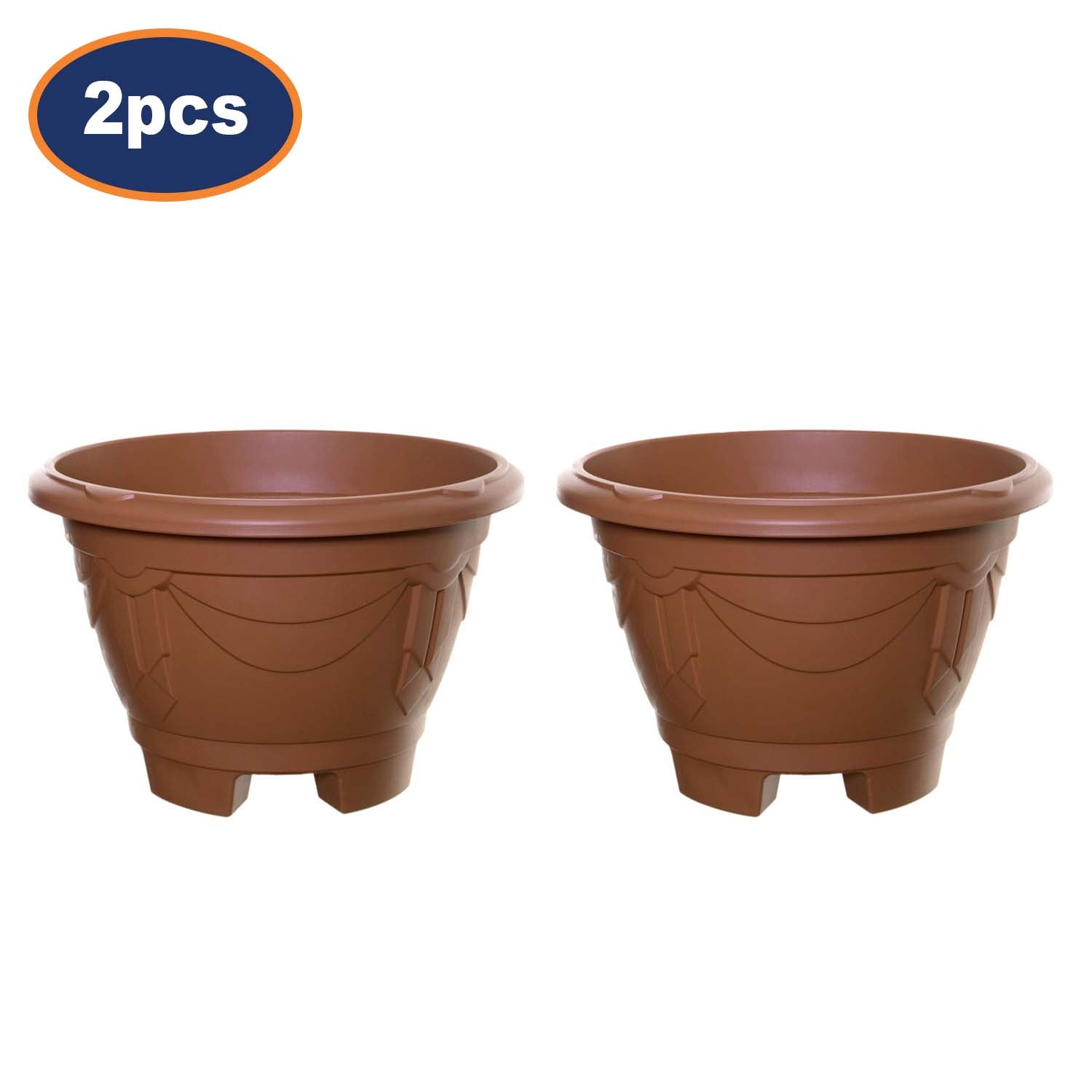 2Pcs 34cm Terracotta Venetian Round Planter With Legs