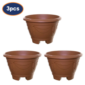 3Pcs 34cm Terracotta Venetian Round Planter With Legs