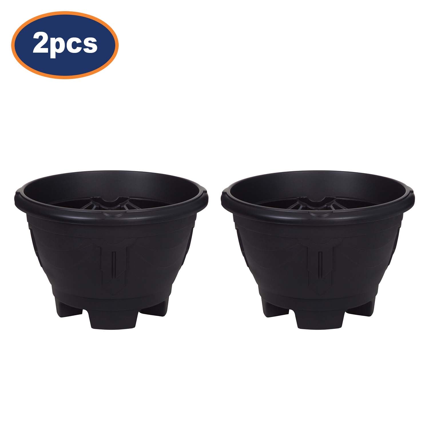 2Pcs 34cm Black Venetian Round Planter With Legs