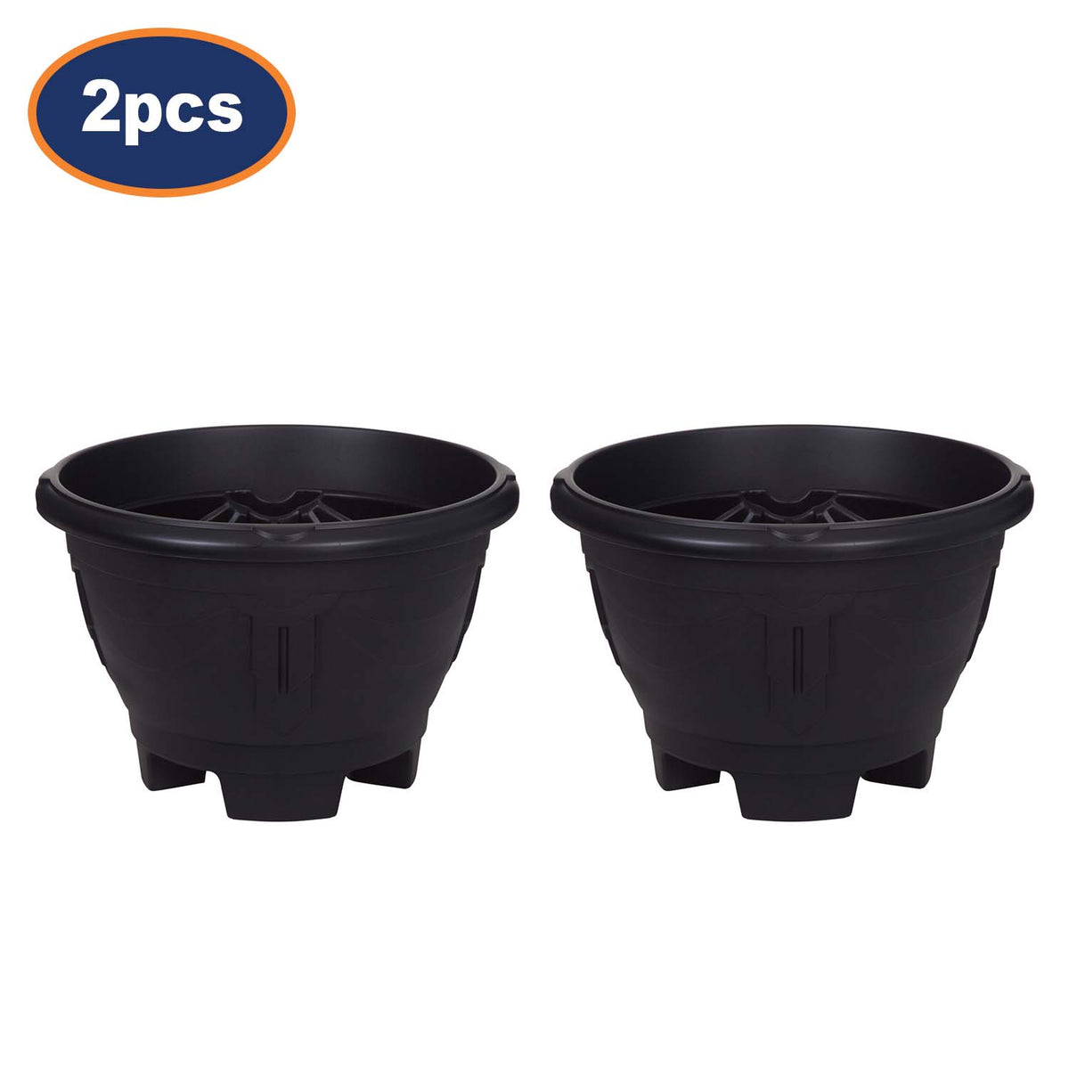 2Pcs 34cm Black Venetian Round Planter With Legs