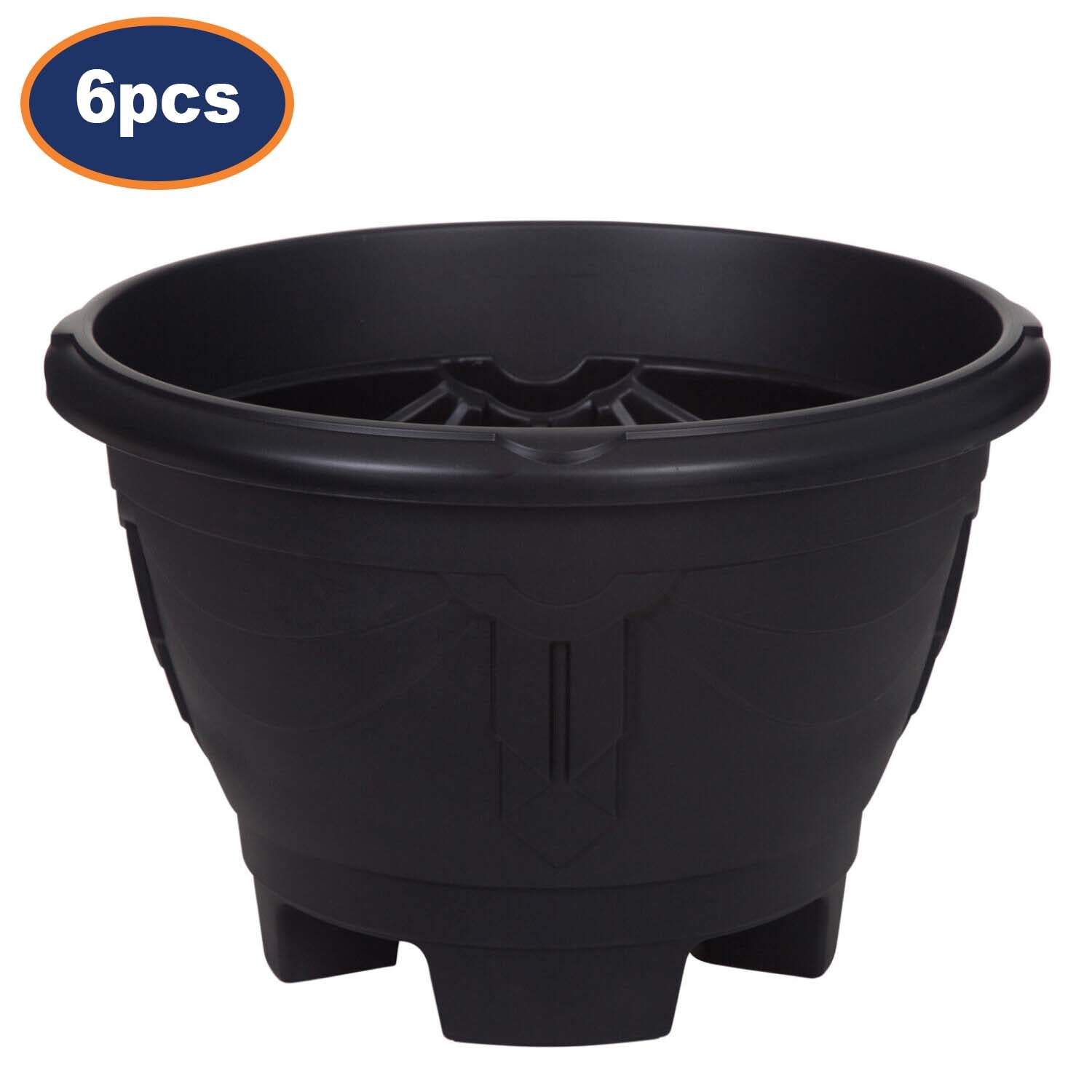 6Pcs 34cm Black Venetian Round Planter With Legs