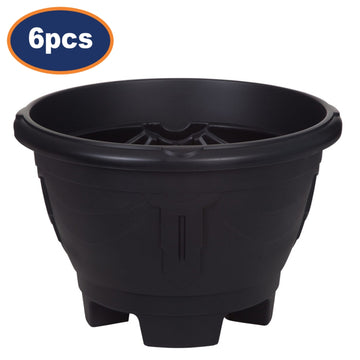 6Pcs 26cm Black Venetian Round Planter