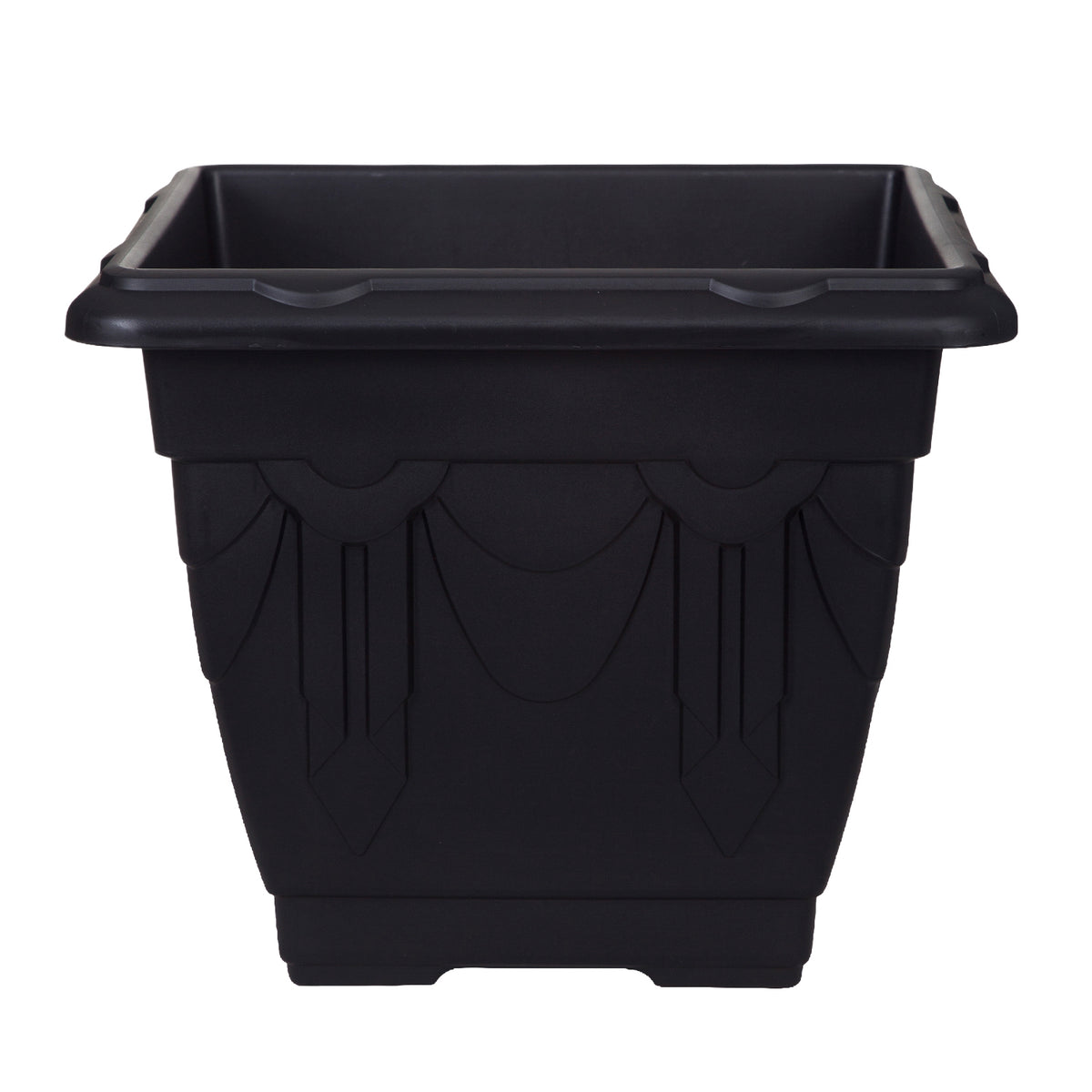 41cm Venetian Planter Square Plastic Black Flower Pot