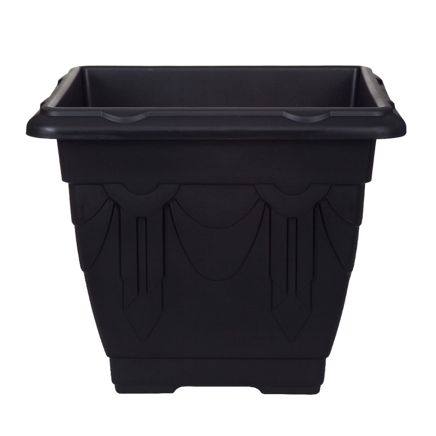 41cm Venetian Planter Square Plastic Black Flower Pot