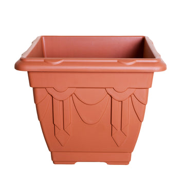 38cm Terracotta Plastic Venetian Flower Pot Square Planter