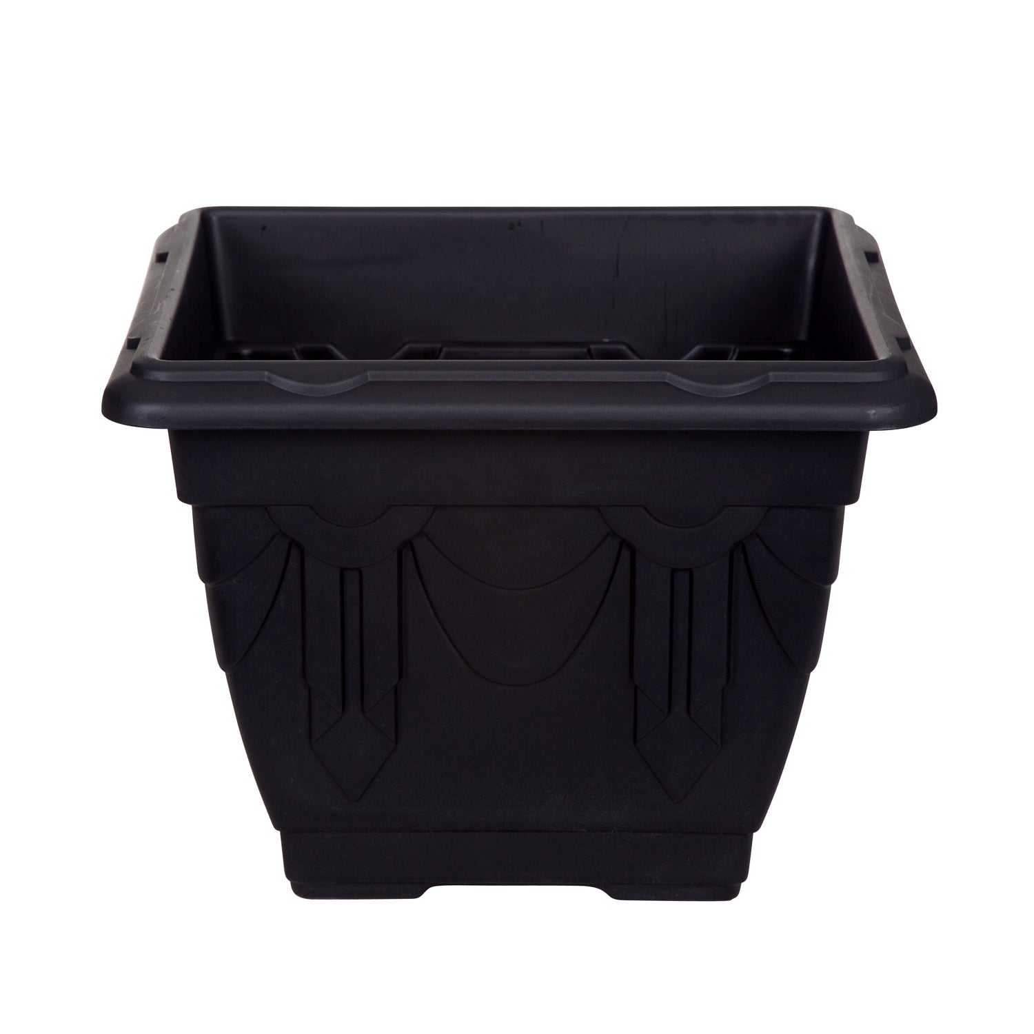 38cm Black Plastic Venetian Flower Pot Square Planter