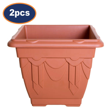 2Pcs 30cm Plastic Planter Square Brown Garden Basket