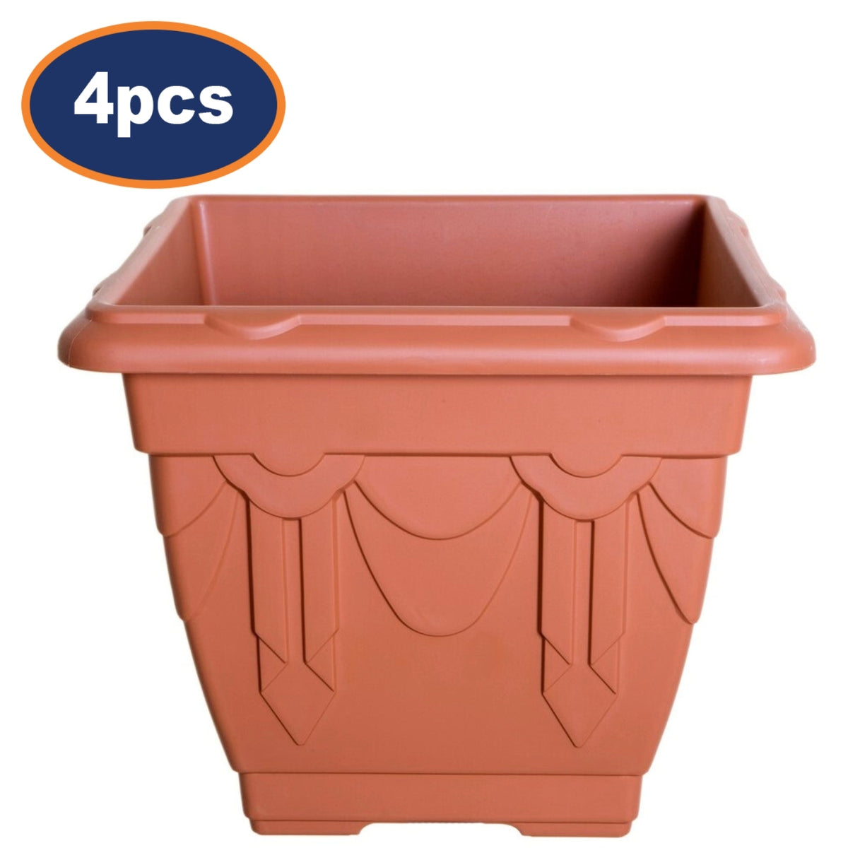4Pcs 30cm Plastic Planter Square Brown Garden Basket