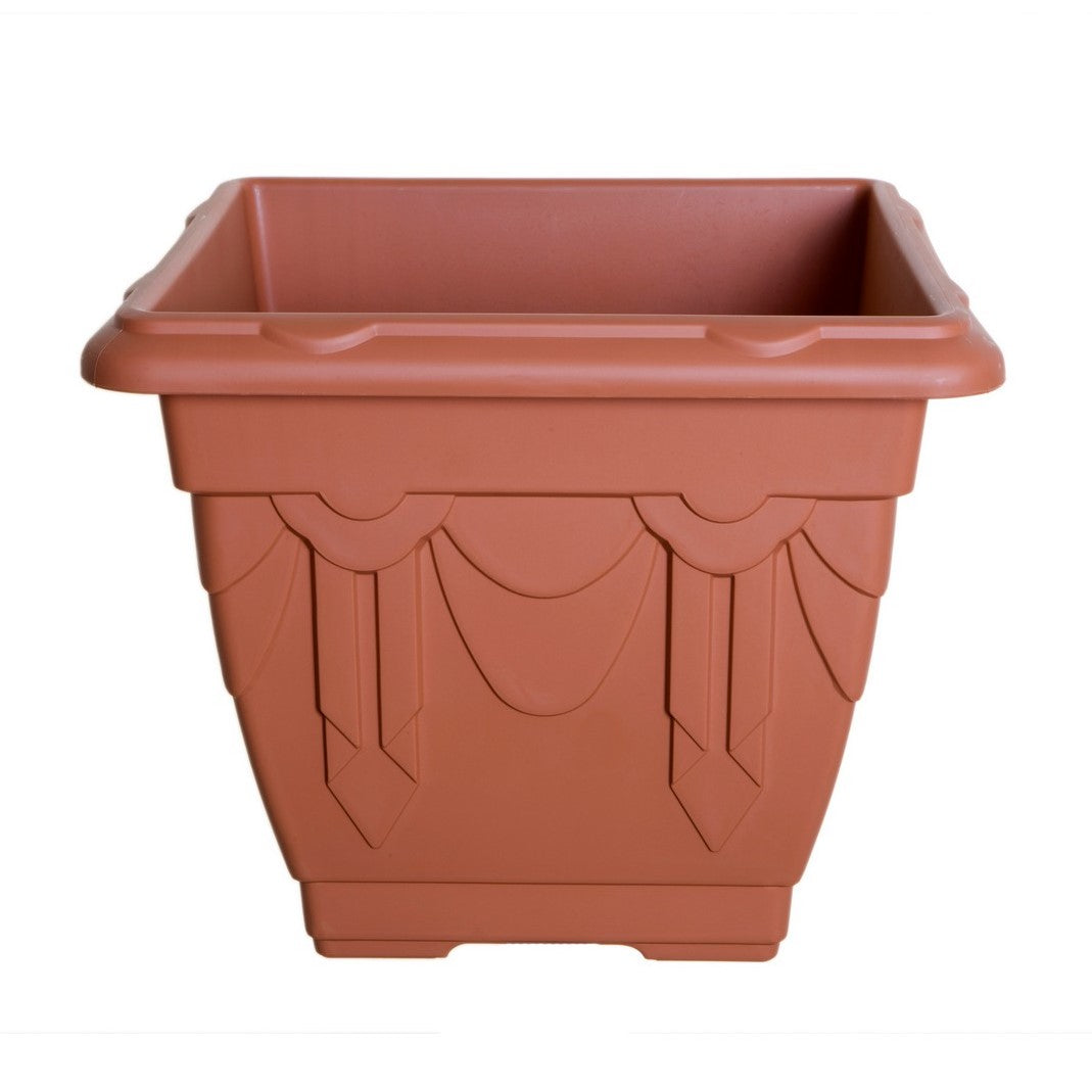 30cm Plastic Planter Square Venetian Brown Garden Basket