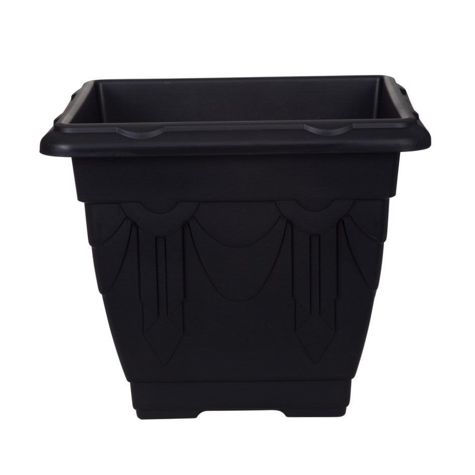 30cm Plastic Planter Square Venetian Black Garden Basket