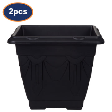 2Pcs 30cm Plastic Planter Square Black Garden Basket